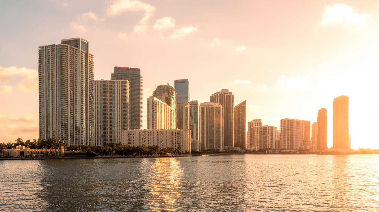 Miami luxury real estate market skyline representing earning potential with 100% commission