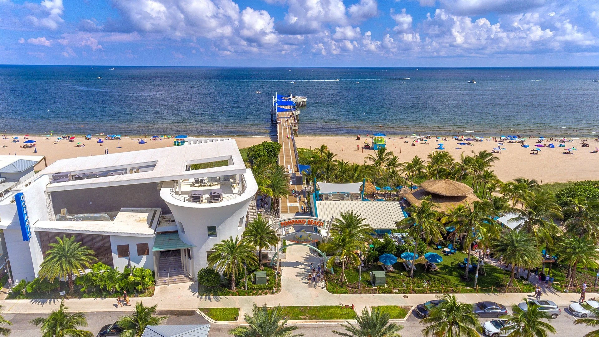 Pompano Beach oceanfront and pier area in South Florida